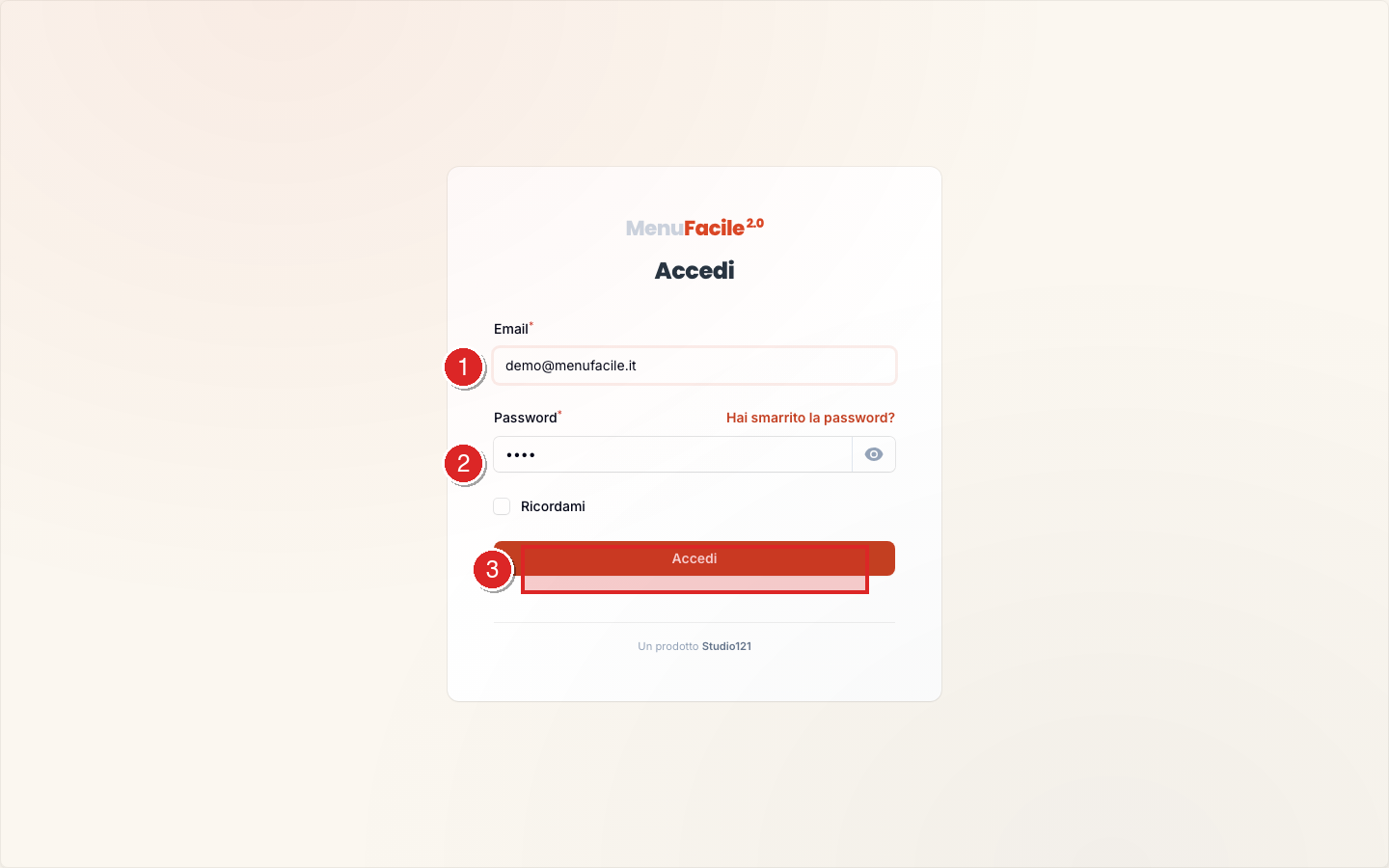 Login MenuFacile