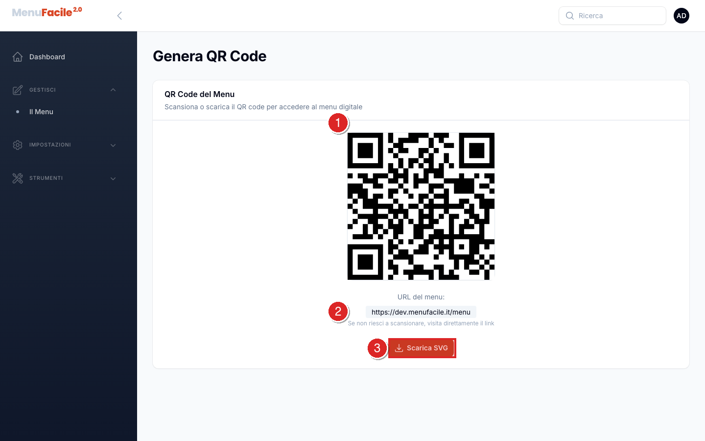 Pagina di generazione QR Code
